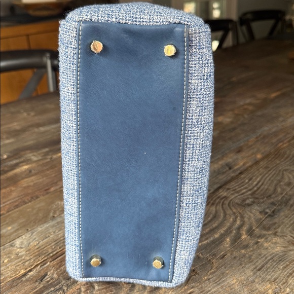 J. McLaughlin Cindy blue tweed bamboo handles handbag Like New - Picture 14 of 14